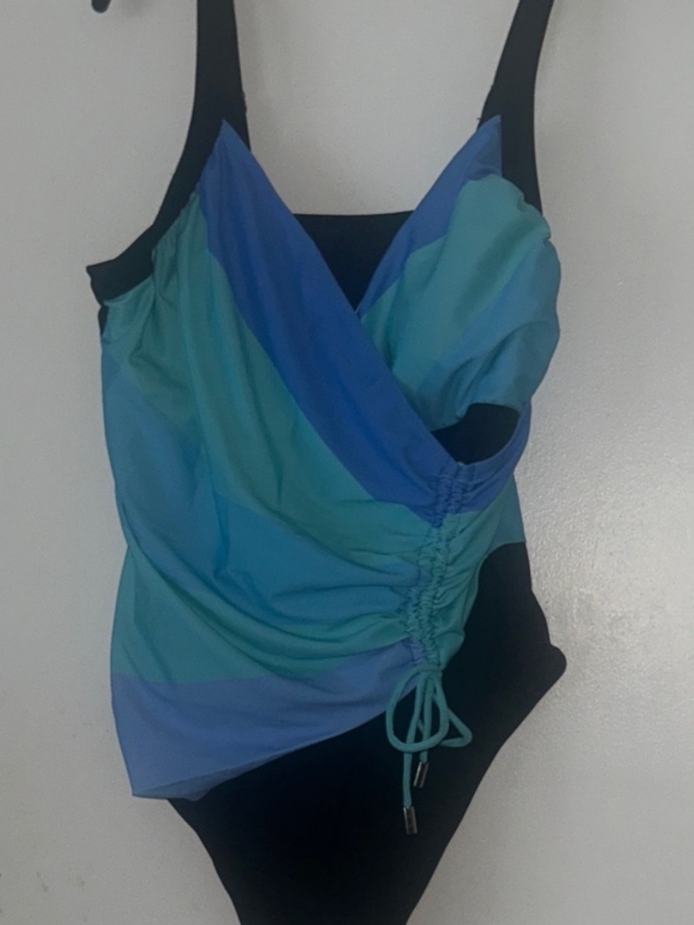 NWOT One-Piece Swimsuit in Teal & Blue with Black Accents